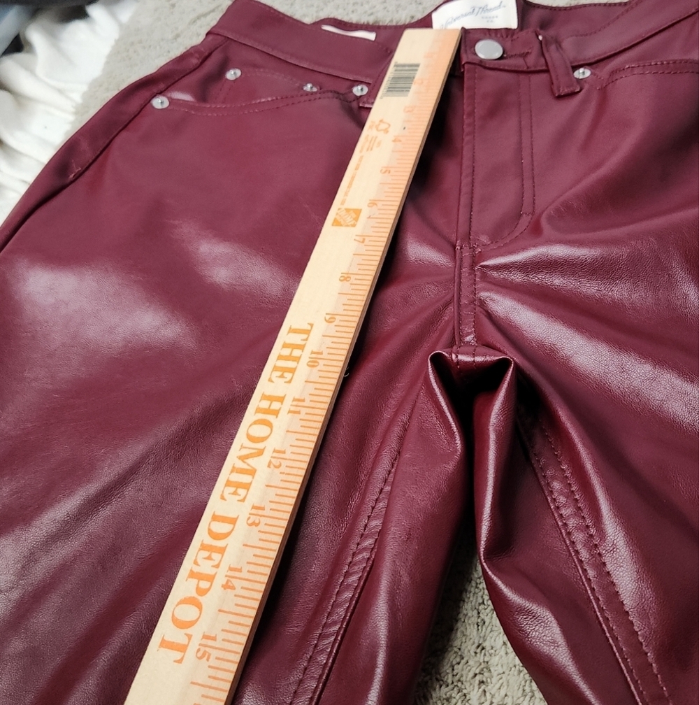 Women's Mid-Rise Faux Leather Baggy Jeans - Universal Thread Red 2 - Picture 10 of 14